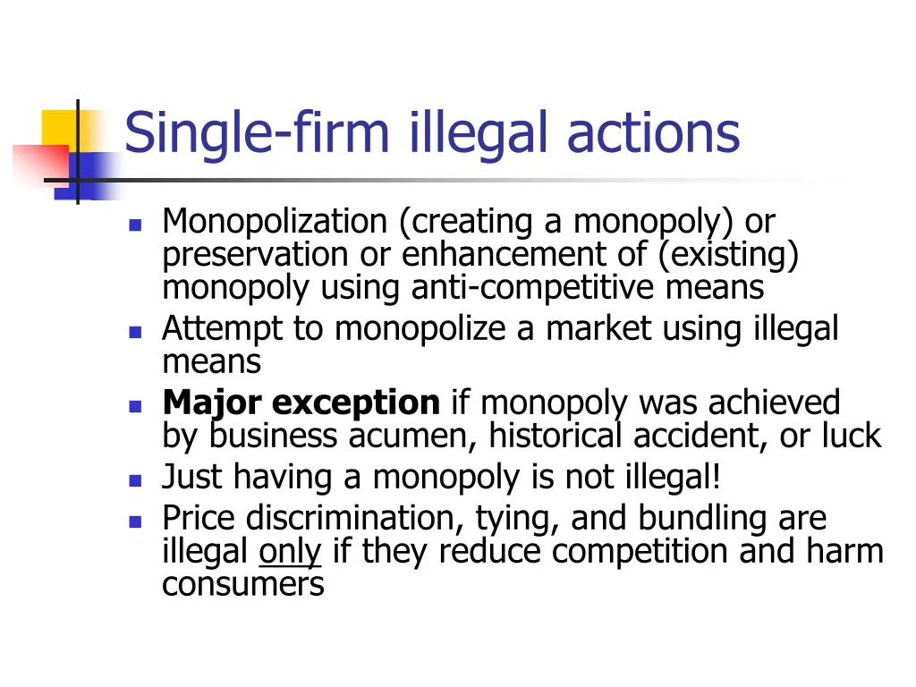 single firm illegal actions