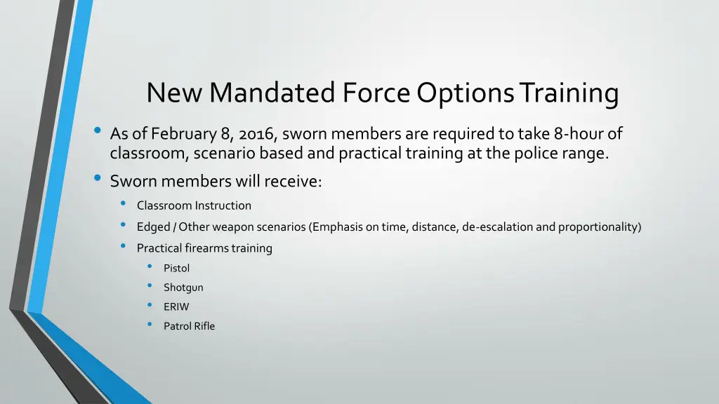 new mandated force options training