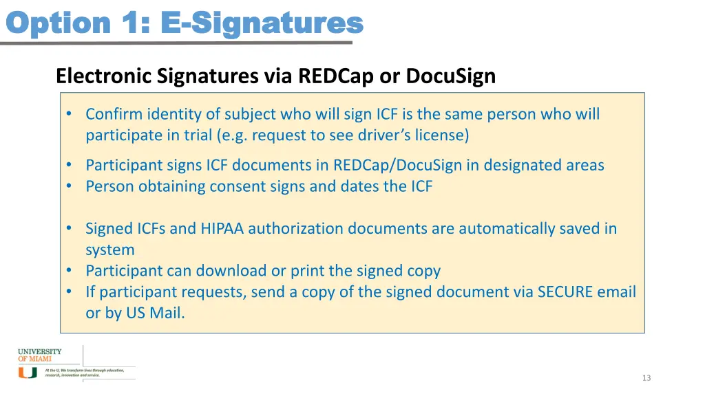 option 1 e option 1 e signatures