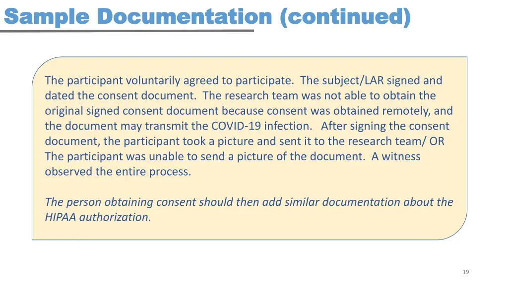 sample documentation continued sample