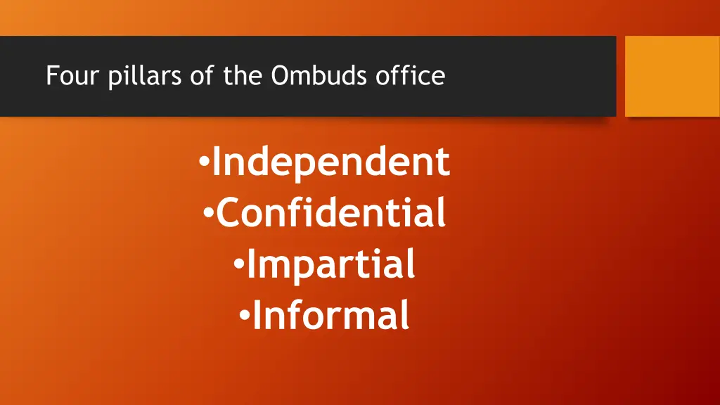 four pillars of the ombuds office