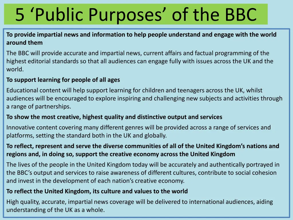 5 public purposes of the bbc