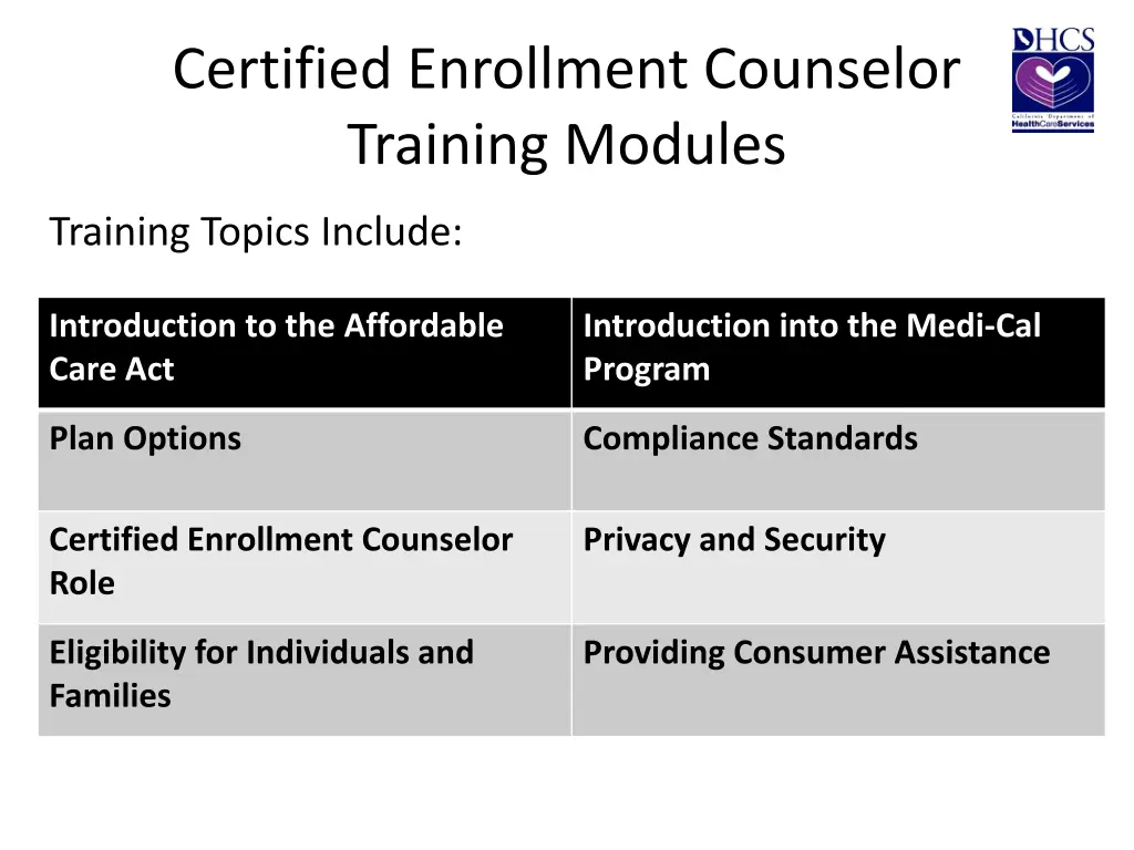 certified enrollment counselor training modules