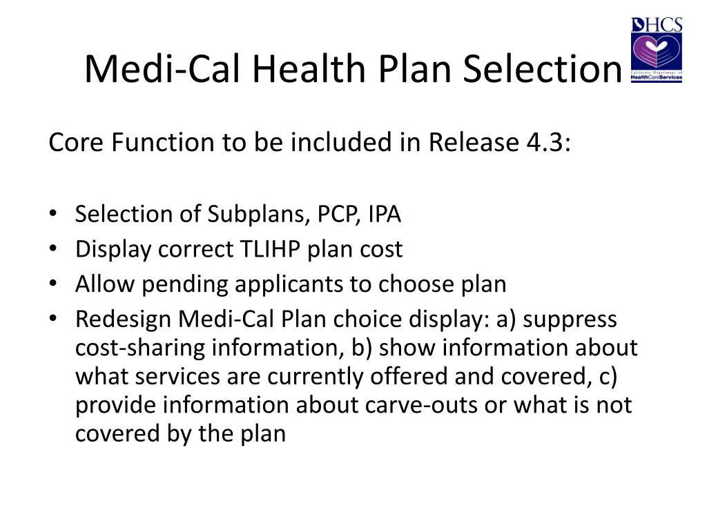 medi cal health plan selection