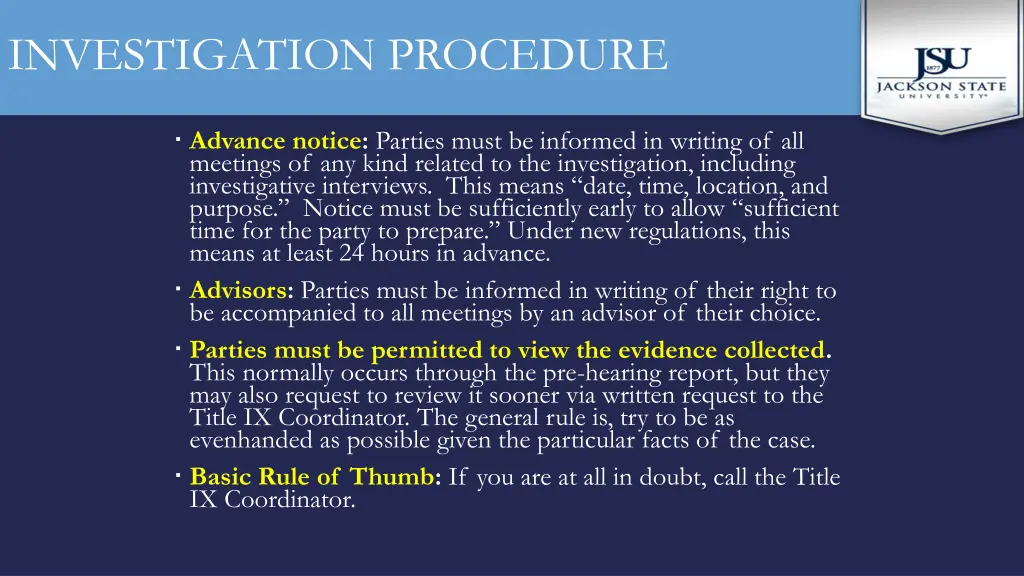 investigation procedure