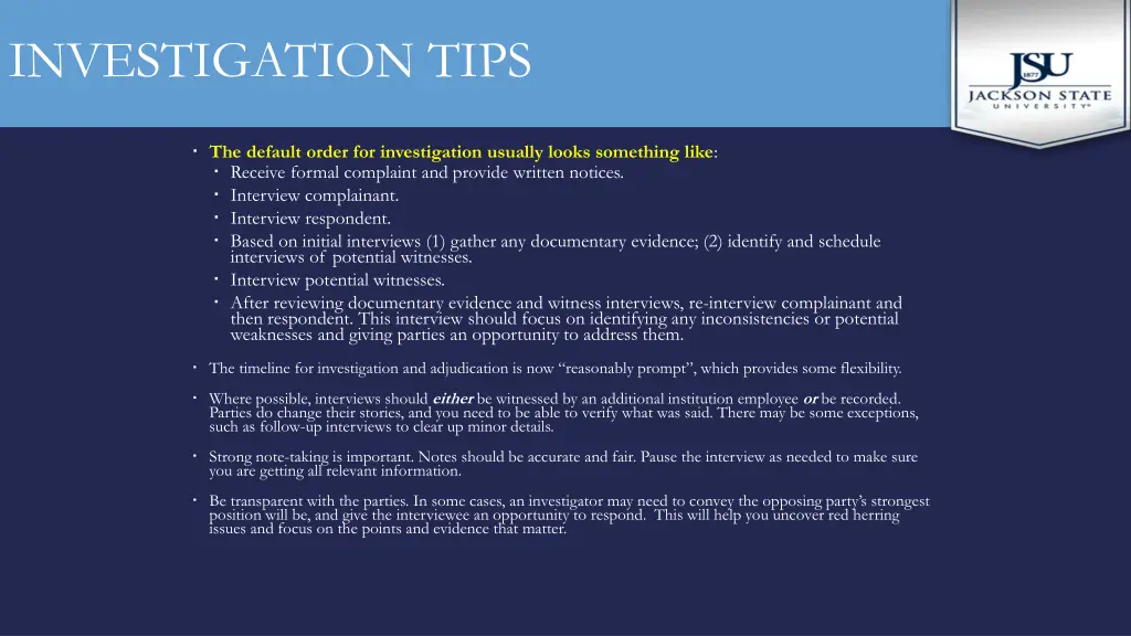 investigation tips