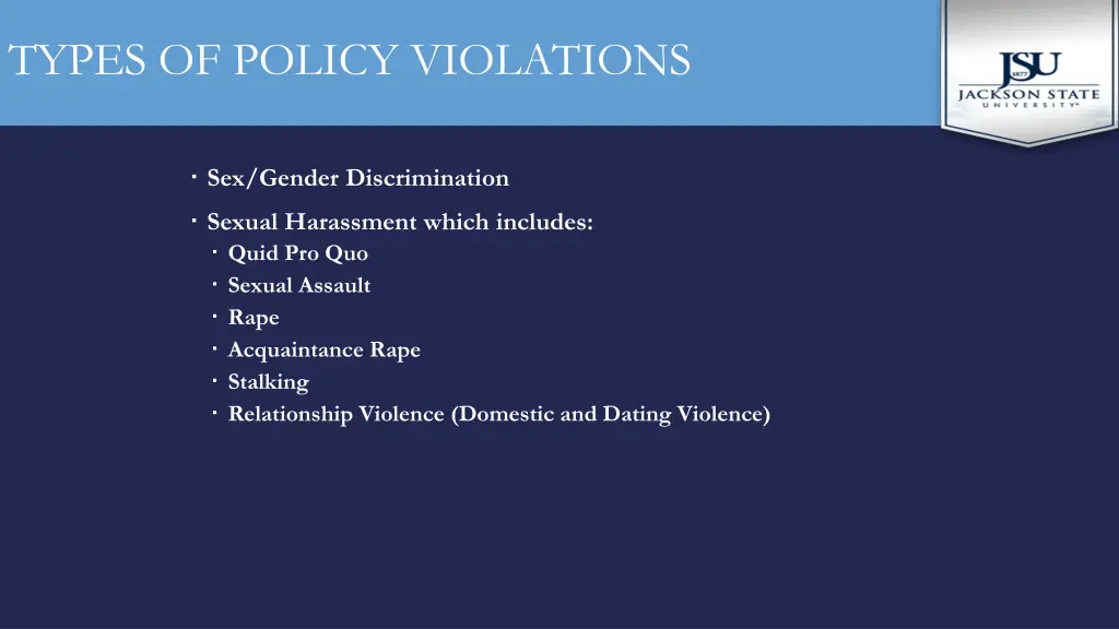 types of policy violations