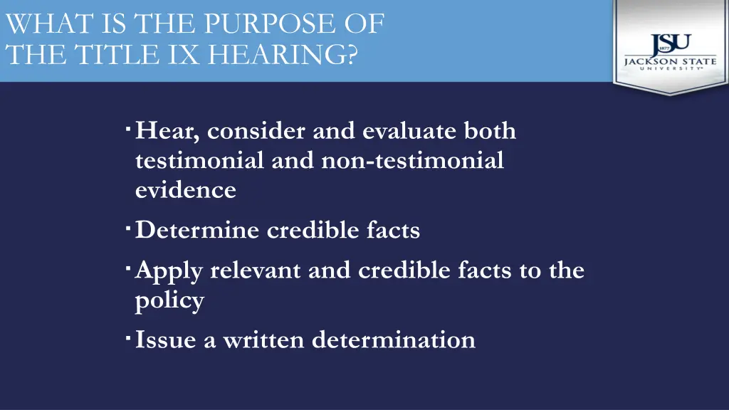 what is the purpose of the title ix hearing