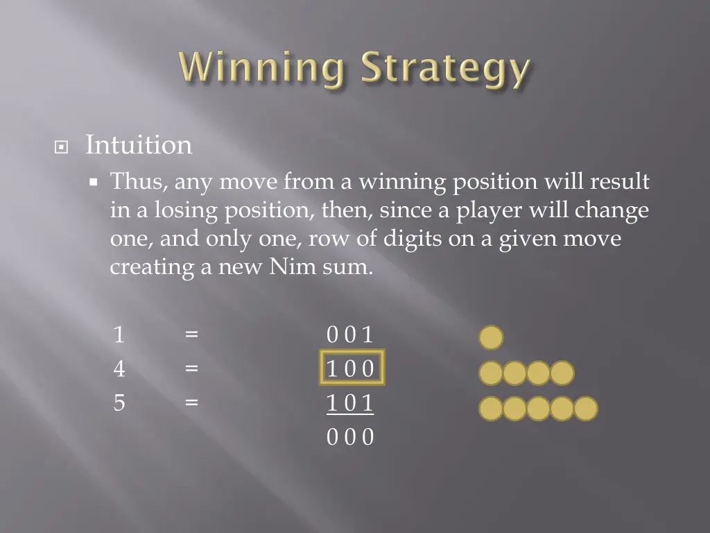 intuition thus any move from a winning position