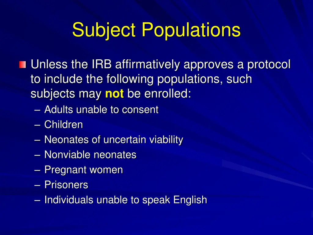 subject populations