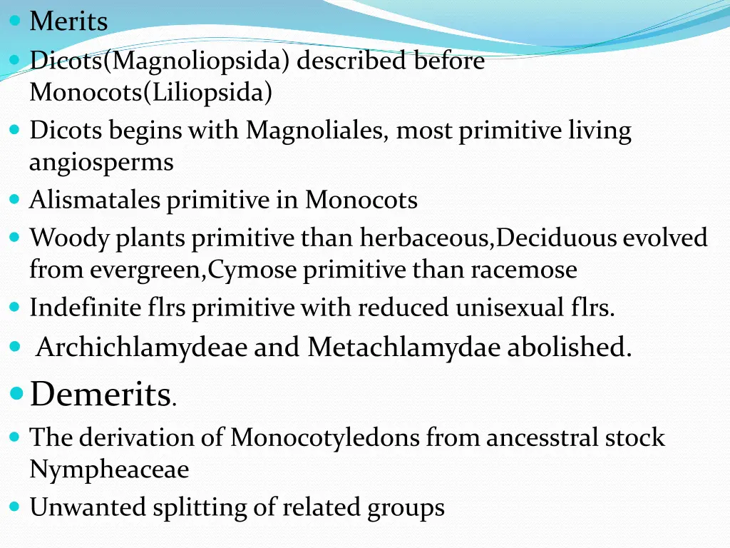 merits dicots magnoliopsida described before