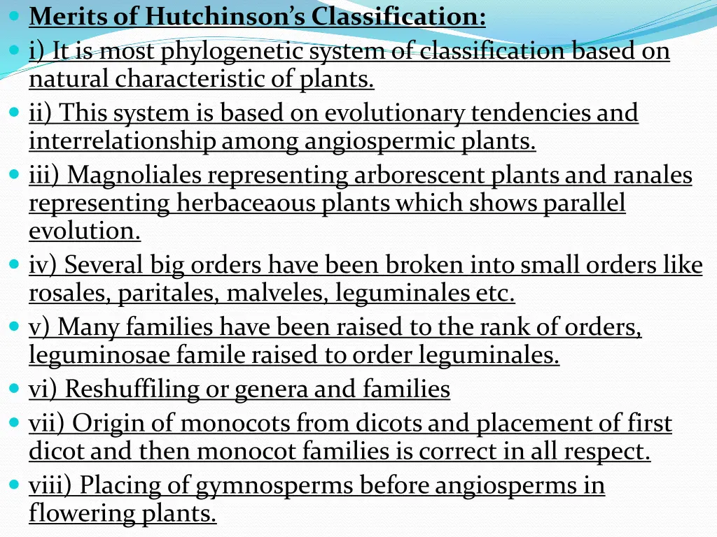 merits of hutchinson s classification