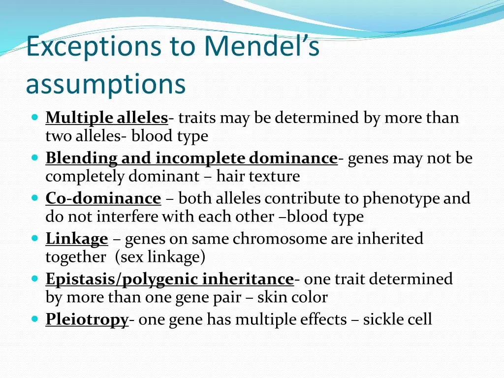 exceptions to mendel s assumptions