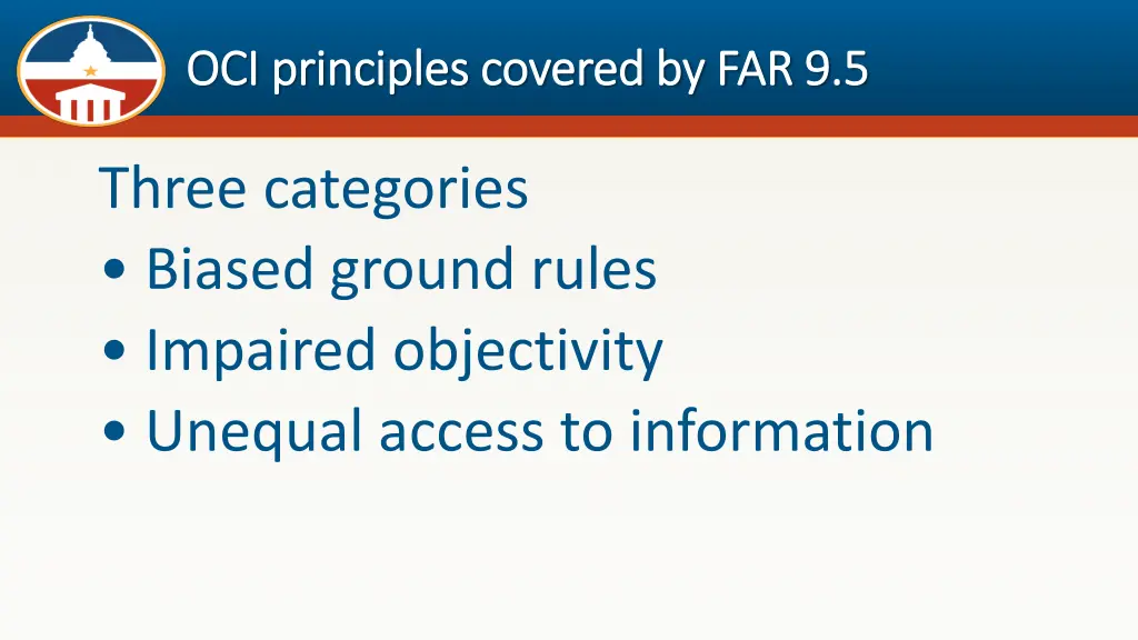 oci principles covered by far 9 5 oci principles