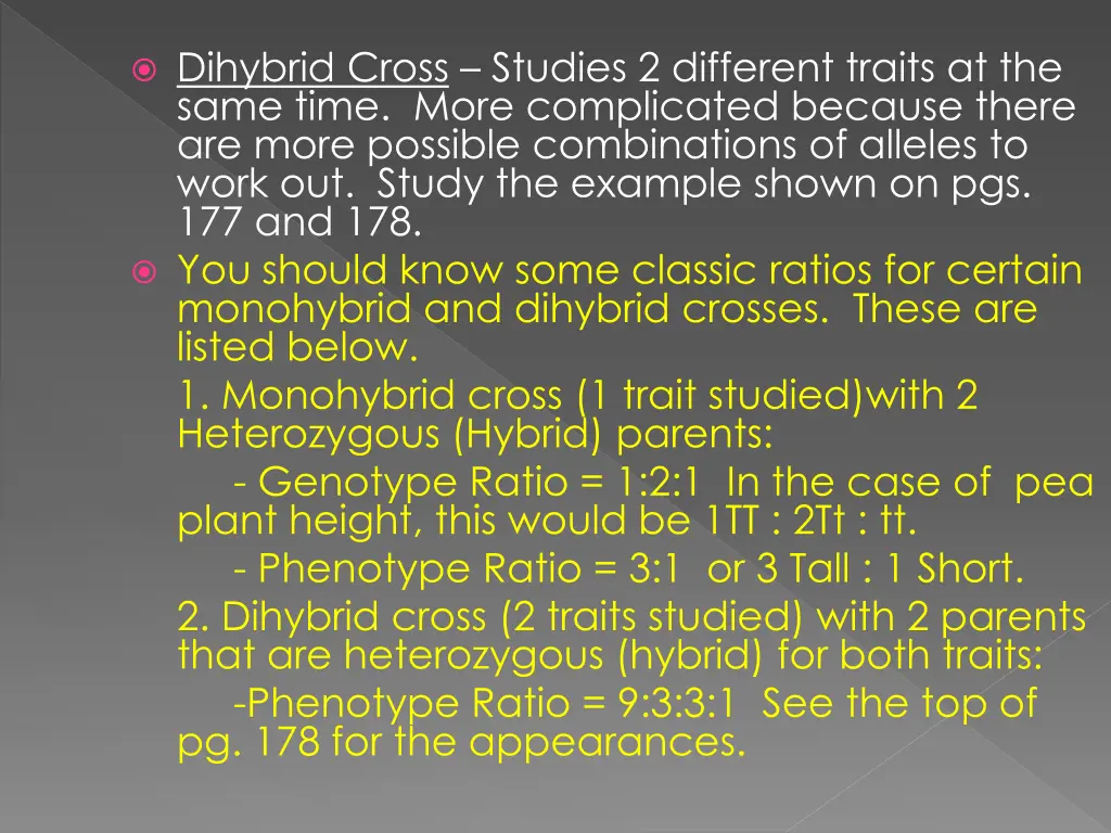 dihybrid cross studies 2 different traits