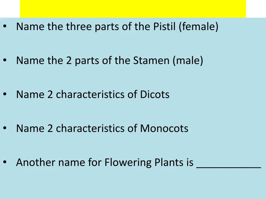 name the three parts of the pistil female