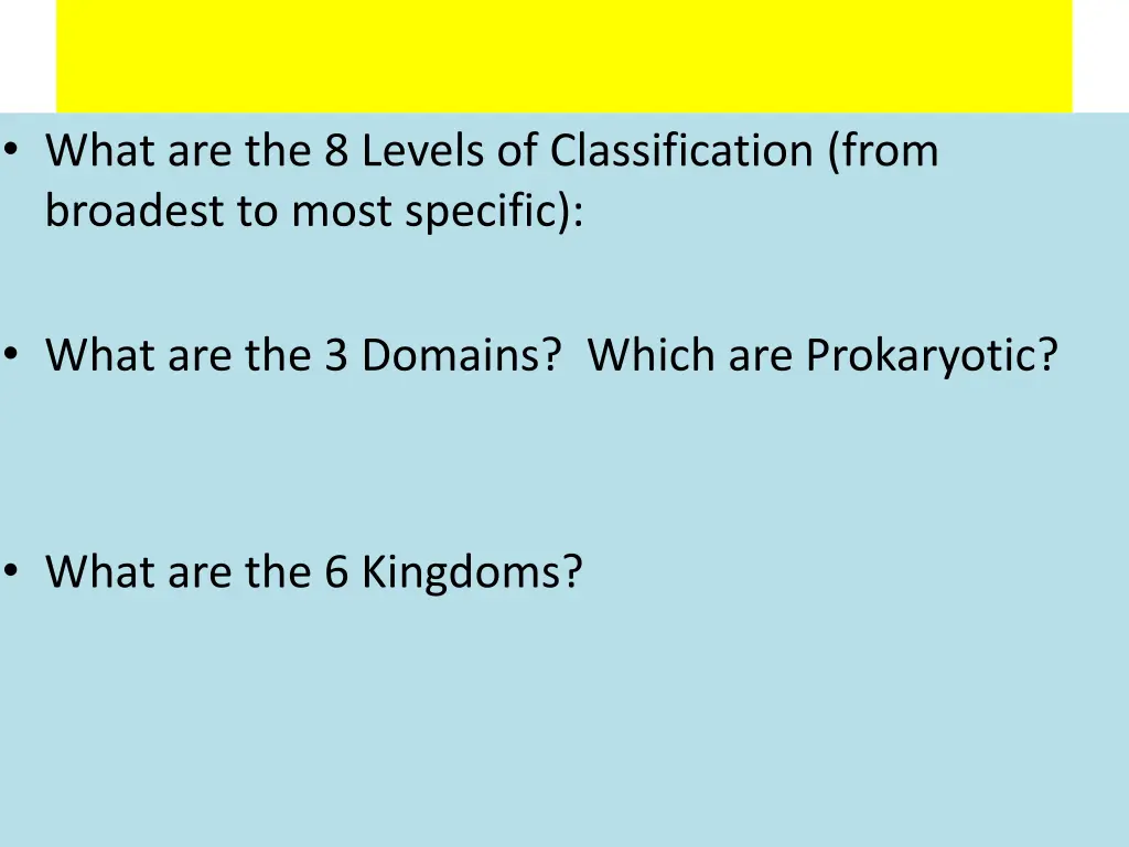 what are the 8 levels of classification from