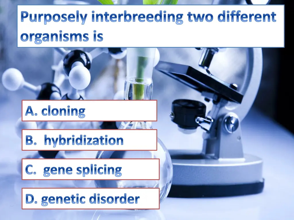 purposely interbreeding two different organisms is