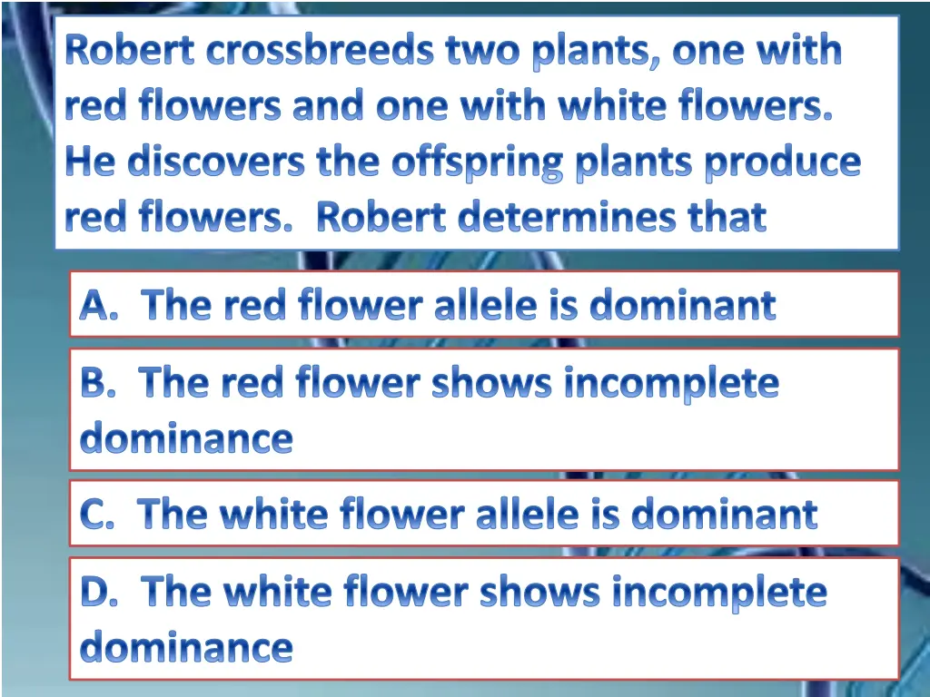 robert crossbreeds two plants one with