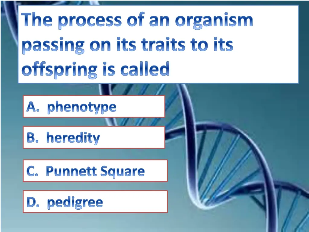 the process of an organism passing on its traits