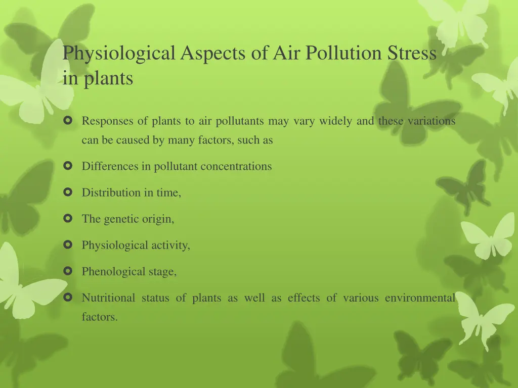 physiological aspects of air pollution stress