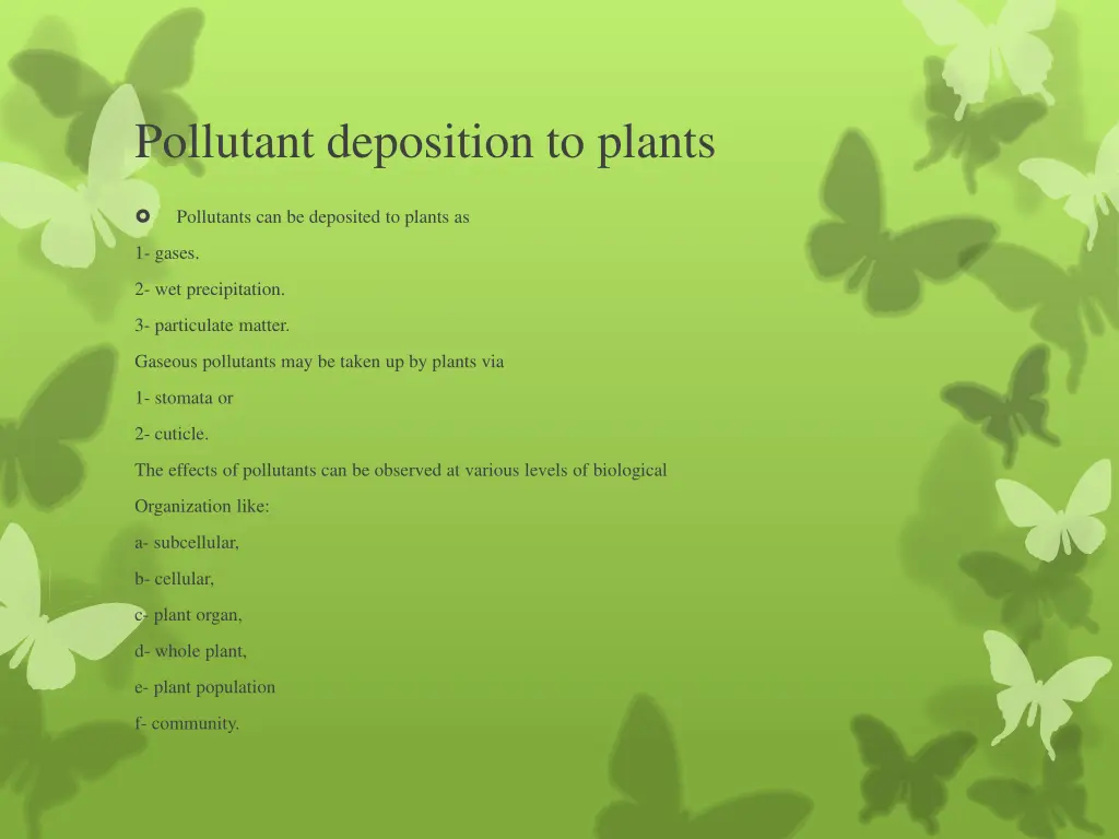 pollutant deposition to plants