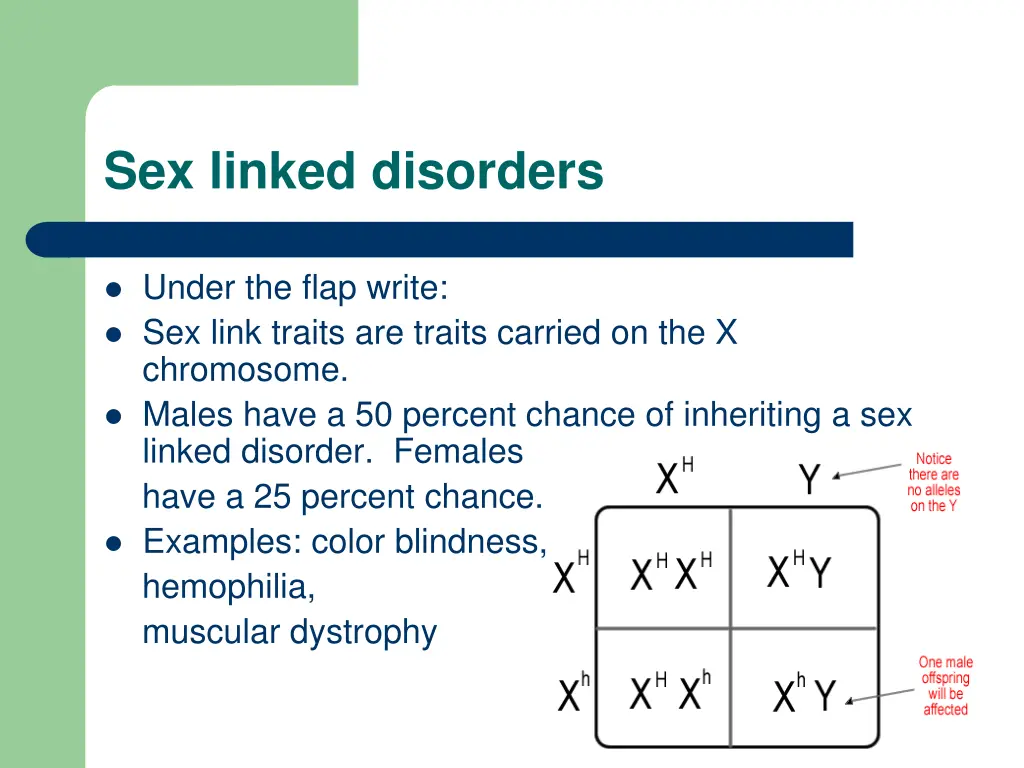 sex linked disorders