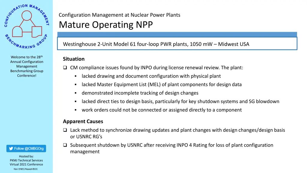 configuration management at nuclear power plants