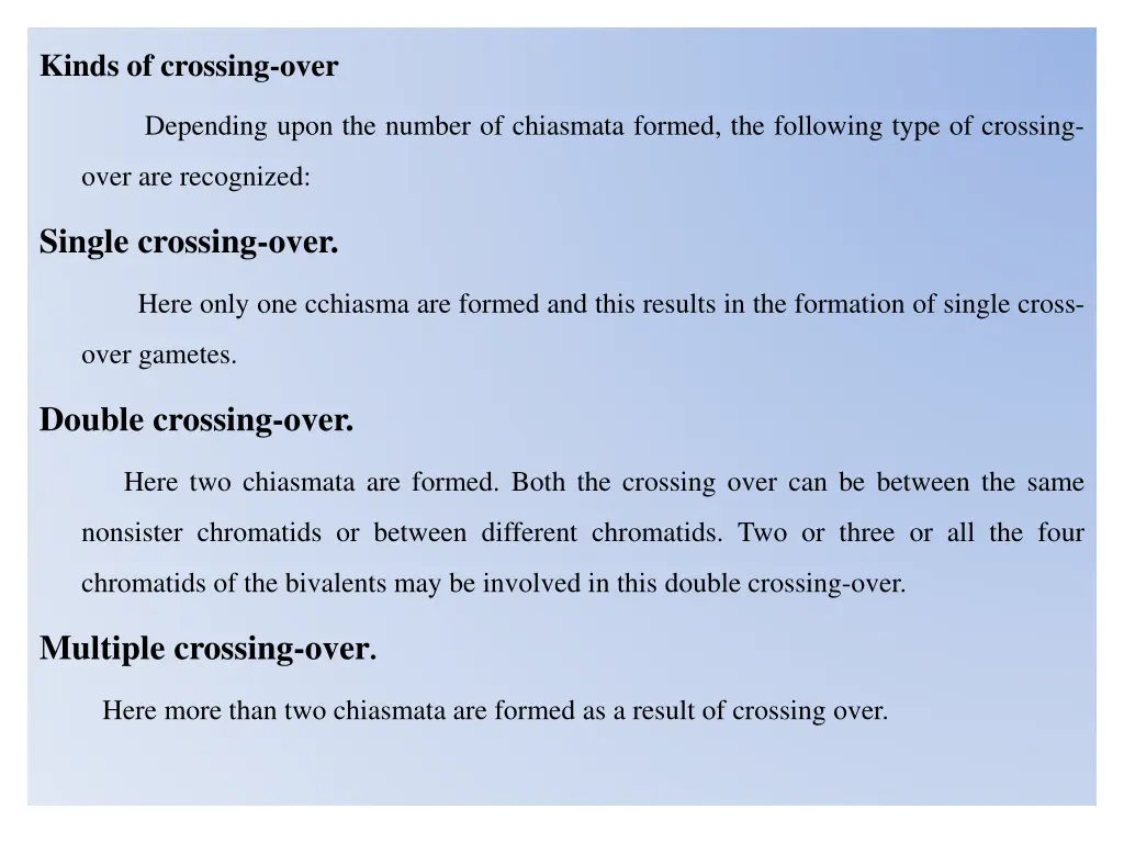 kinds of crossing over