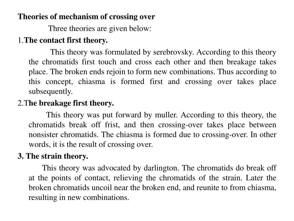 theories of mechanism of crossing over three