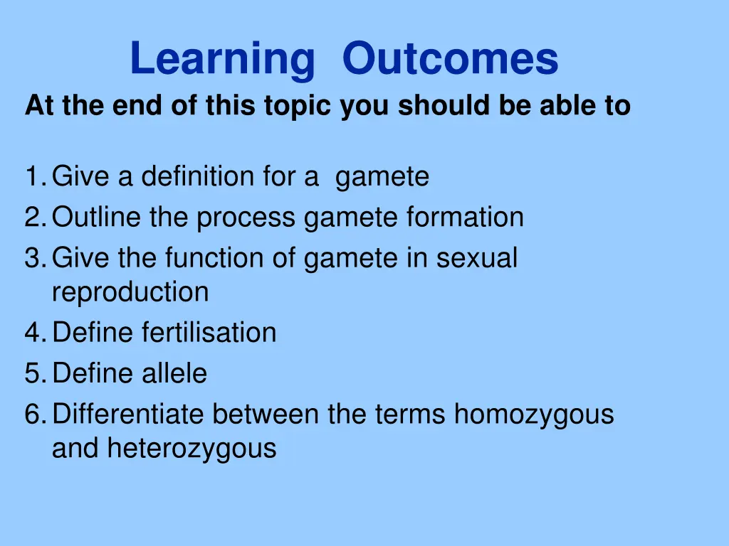 learning outcomes at the end of this topic