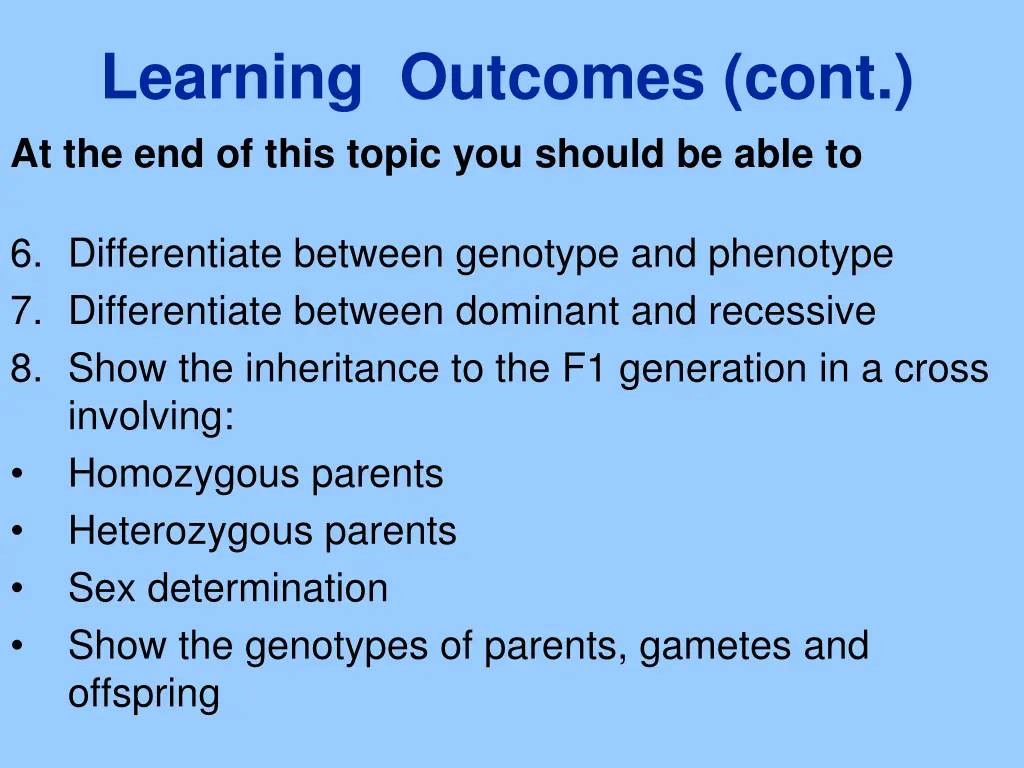 learning outcomes cont