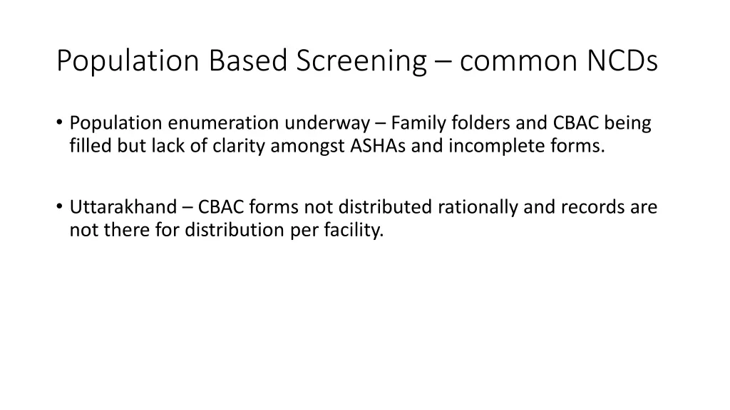 population based screening common ncds