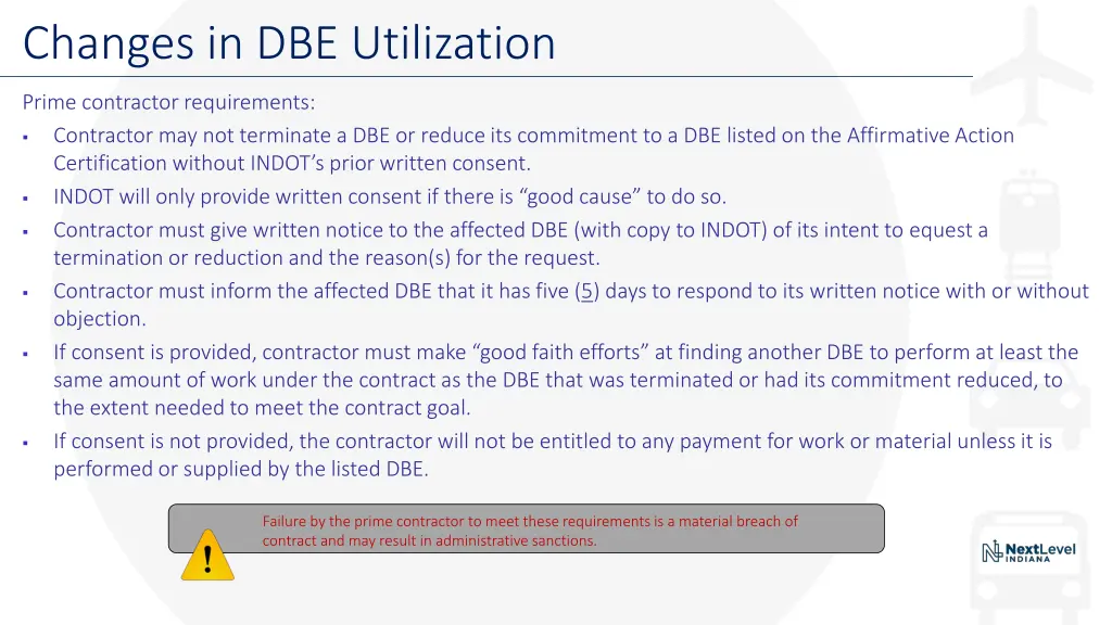 changes in dbe utilization