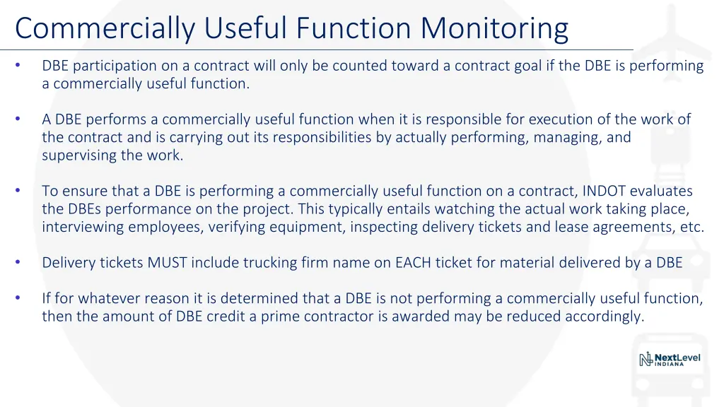 commercially useful function monitoring