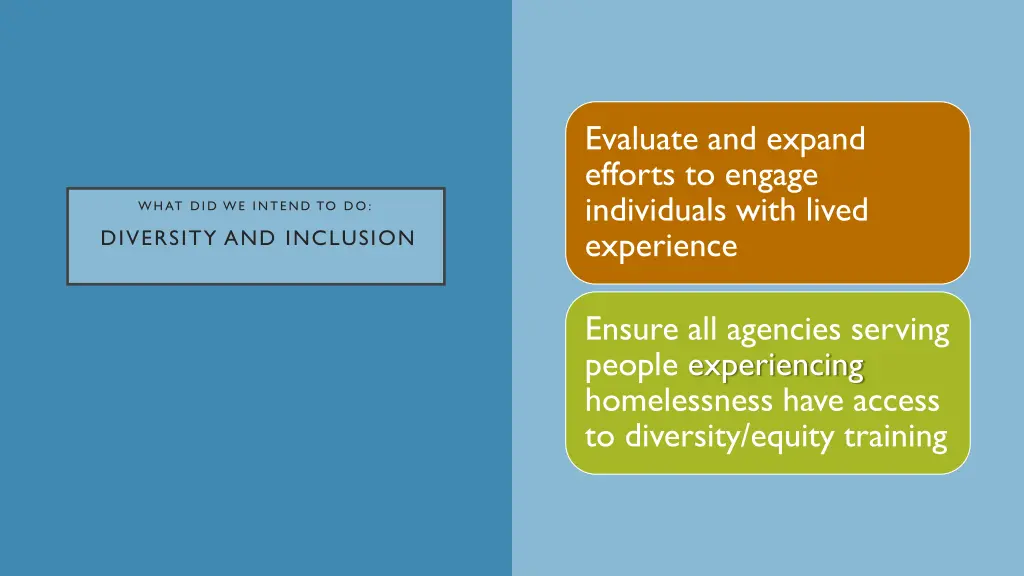 evaluate and expand efforts to engage individuals