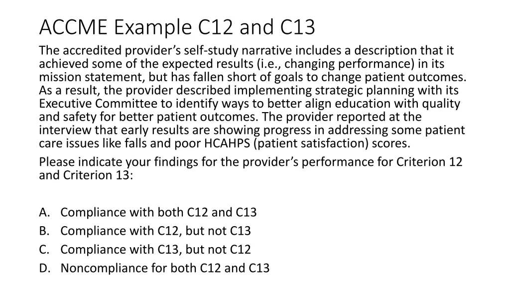 accme example c12 and c13 the accredited provider