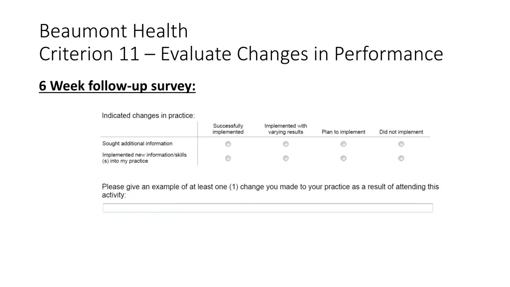 beaumont health criterion 11 evaluate changes 1