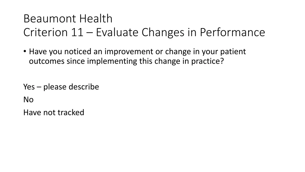 beaumont health criterion 11 evaluate changes 2