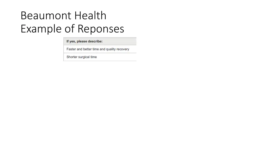 beaumont health example of reponses 1