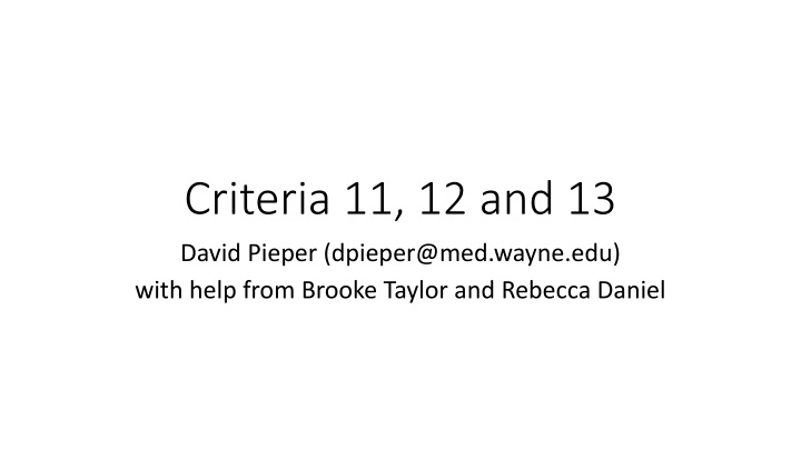 criteria 11 12 and 13