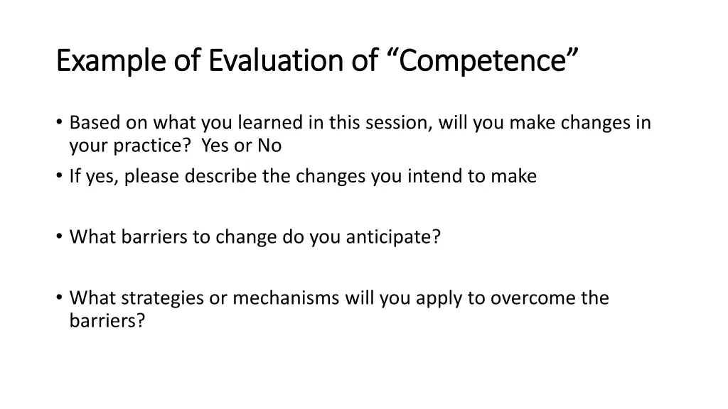 example of evaluation of competence example