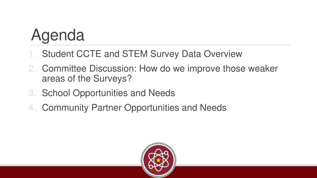 agenda 1 student ccte and stem survey data