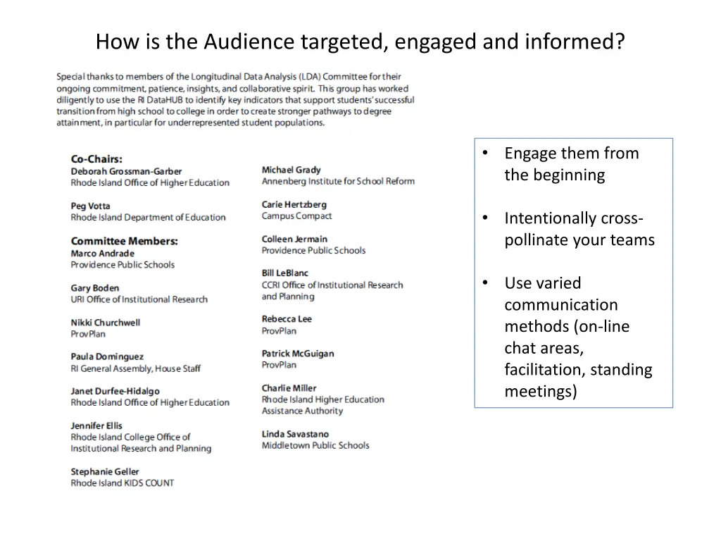 how is the audience targeted engaged and informed