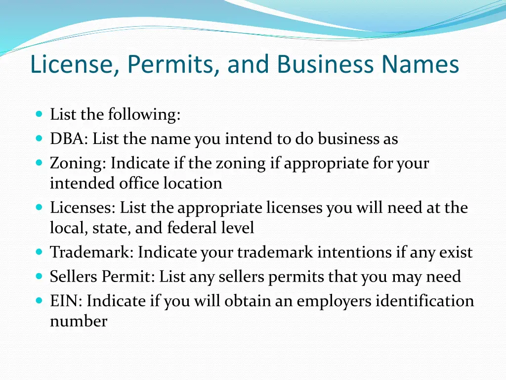 license permits and business names