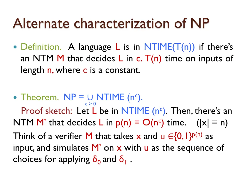 alternate characterization of np 5