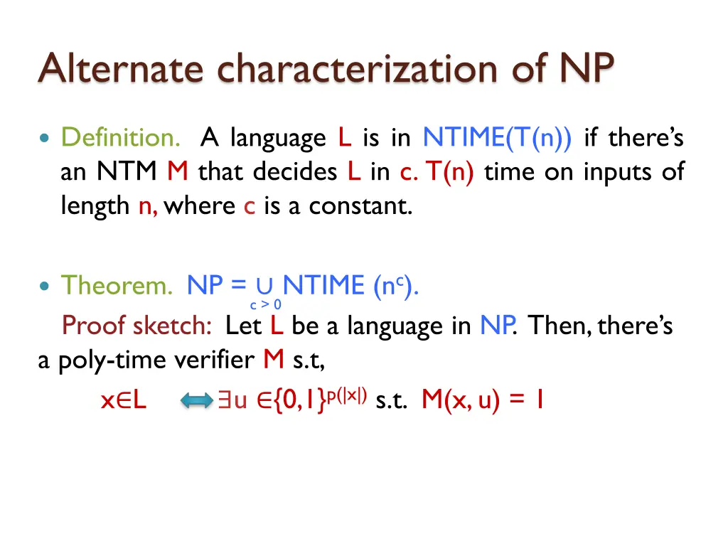 alternate characterization of np