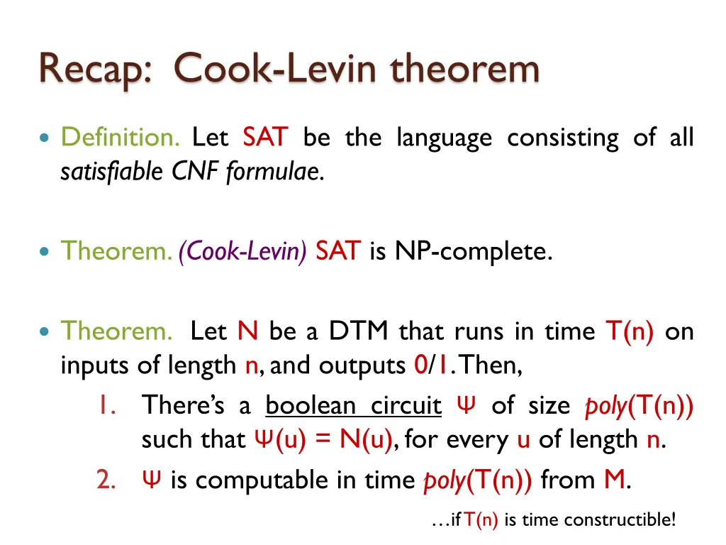 recap cook levin theorem 1