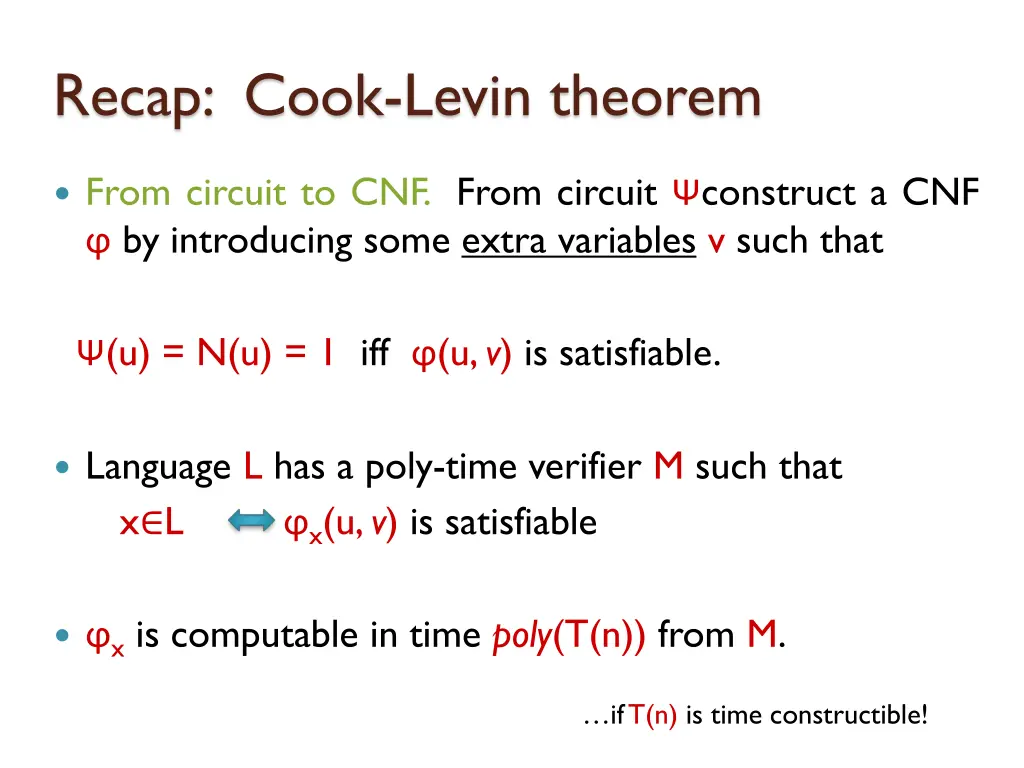 recap cook levin theorem 10