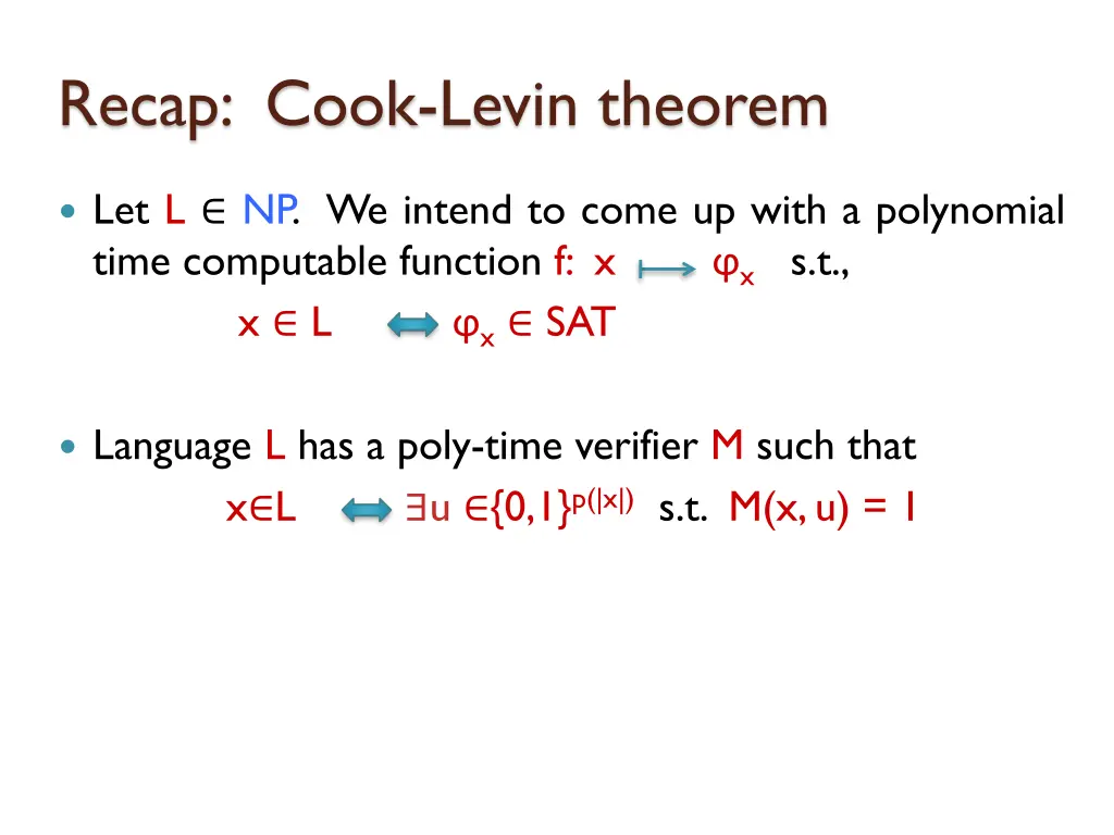 recap cook levin theorem 2